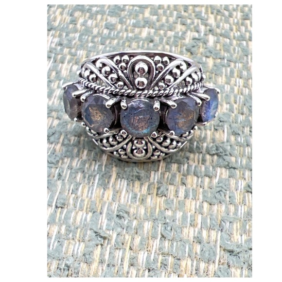 🌟NICKY BUTLER 925 Sterling Silver Labradorite Caviar Bead Dome Ring Size 6 NEW - Picture 10 of 12